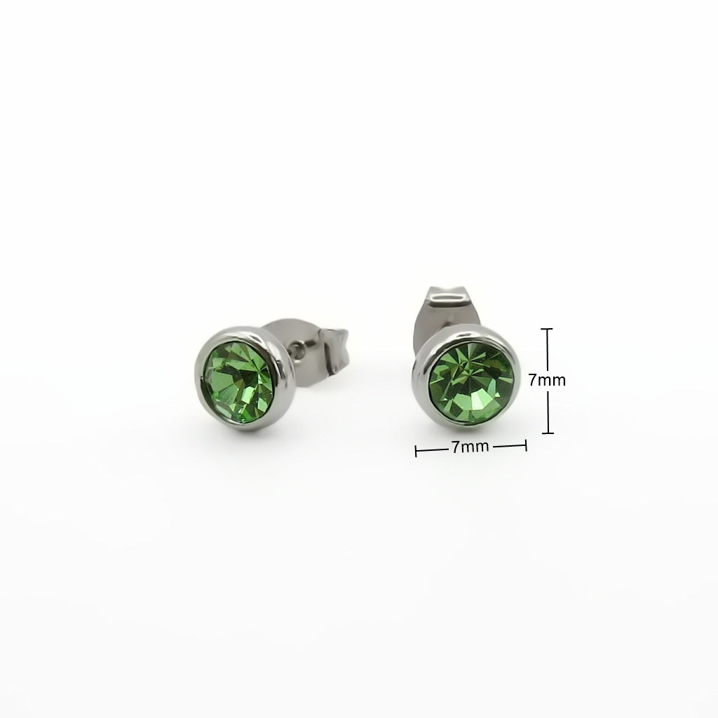 Round Crystal Stud Earrings-Stud Earrings-2-Glitters