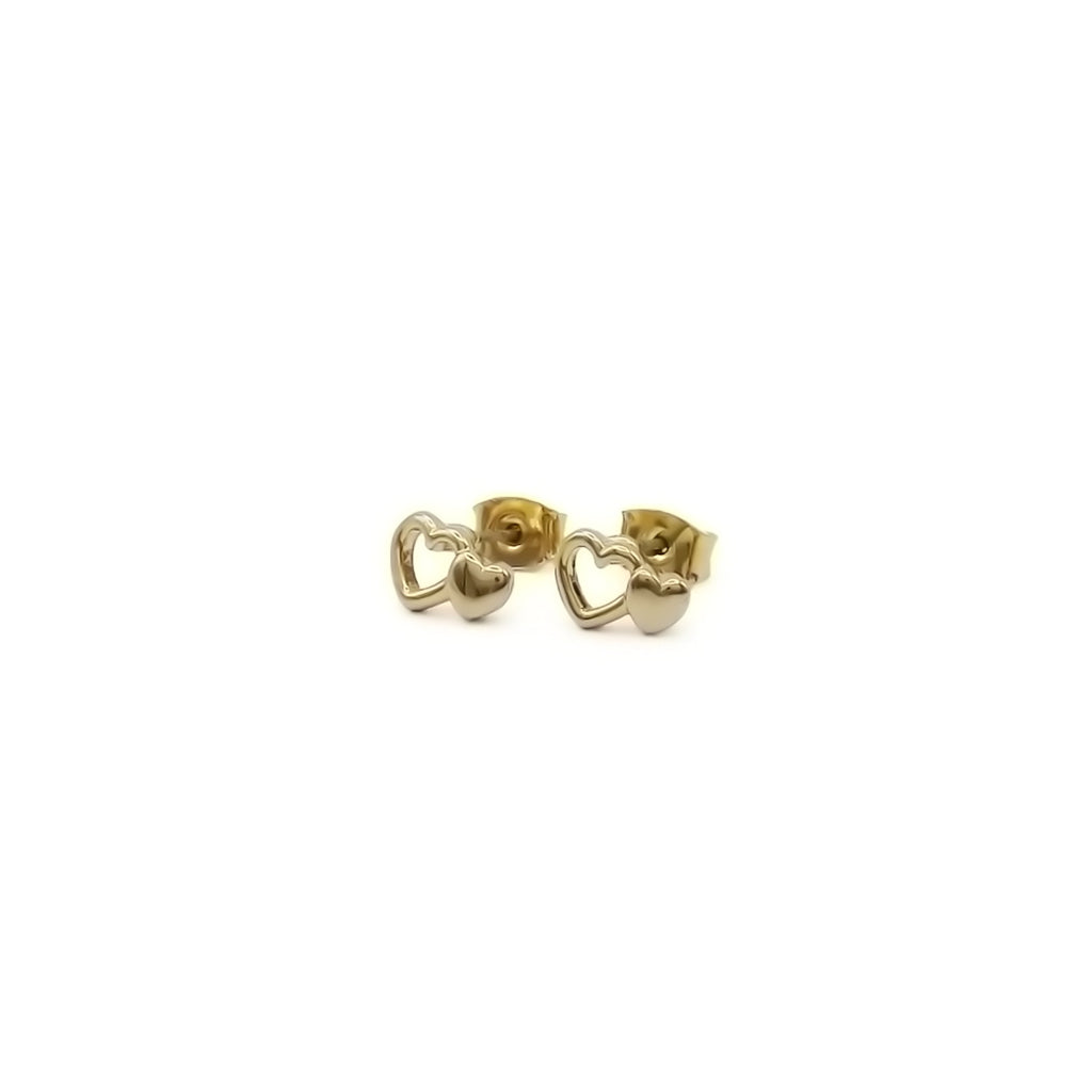 Double Heart Stud Earrings