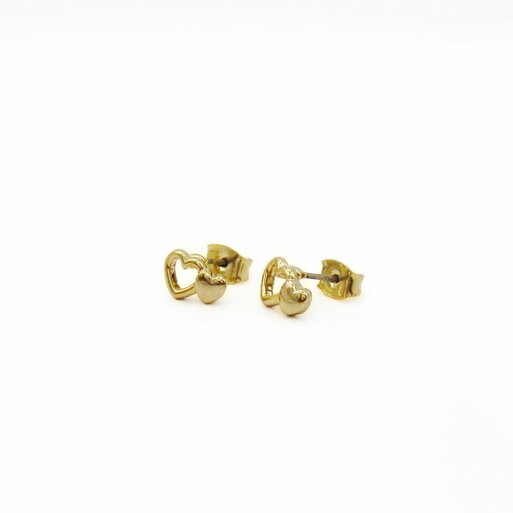 Double Heart Stud Earrings