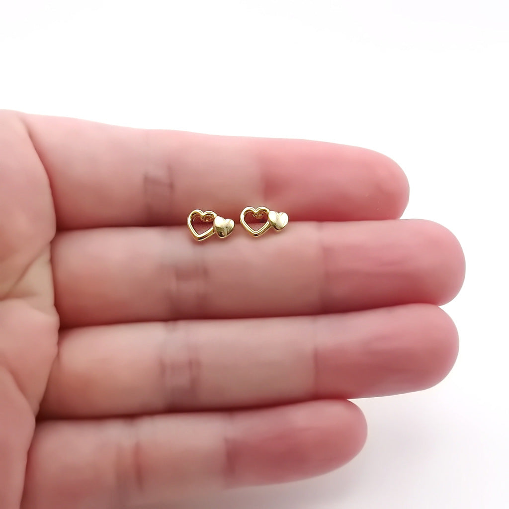 Double Heart Stud Earrings