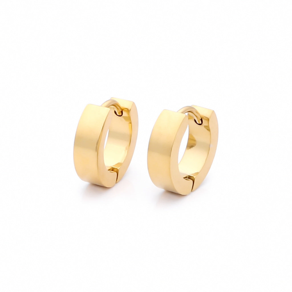18K Gold IP Stainless Steel Huggie Hoop Earrings - Medium-Hoop Earrings-1-Glitters