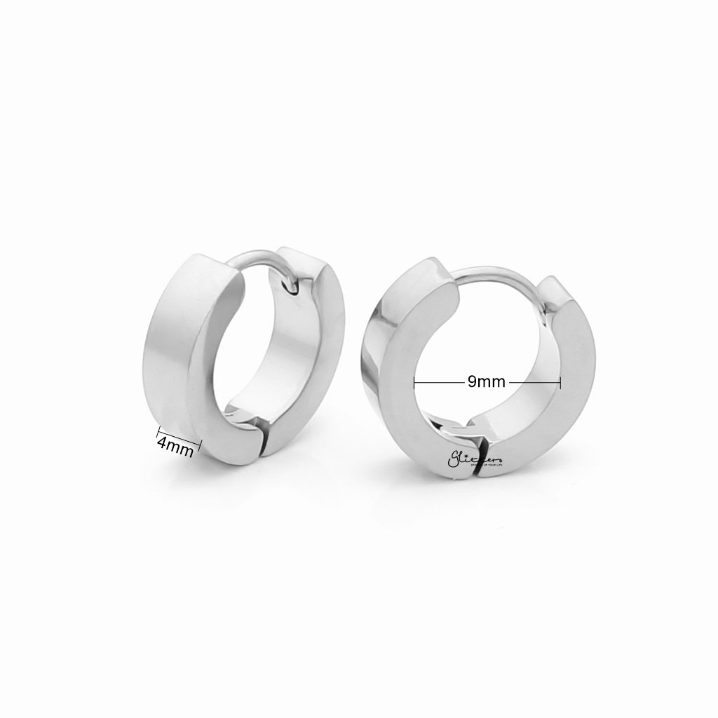 Stainless Steel Huggie Hoop Earrings - Medium-Hoop Earrings-2-Glitters