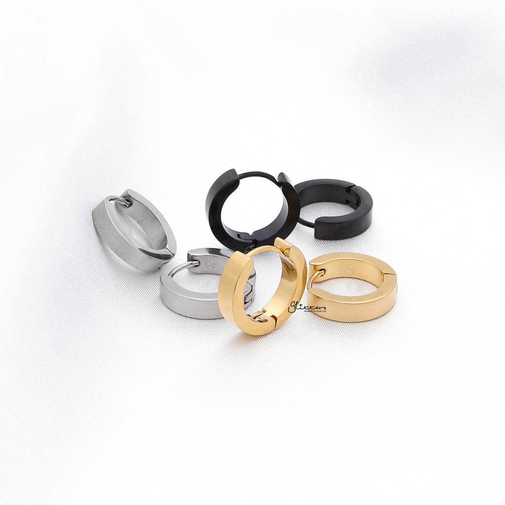 18K Gold IP Stainless Steel Huggie Hoop Earrings - Large-Hoop Earrings-3-Glitters