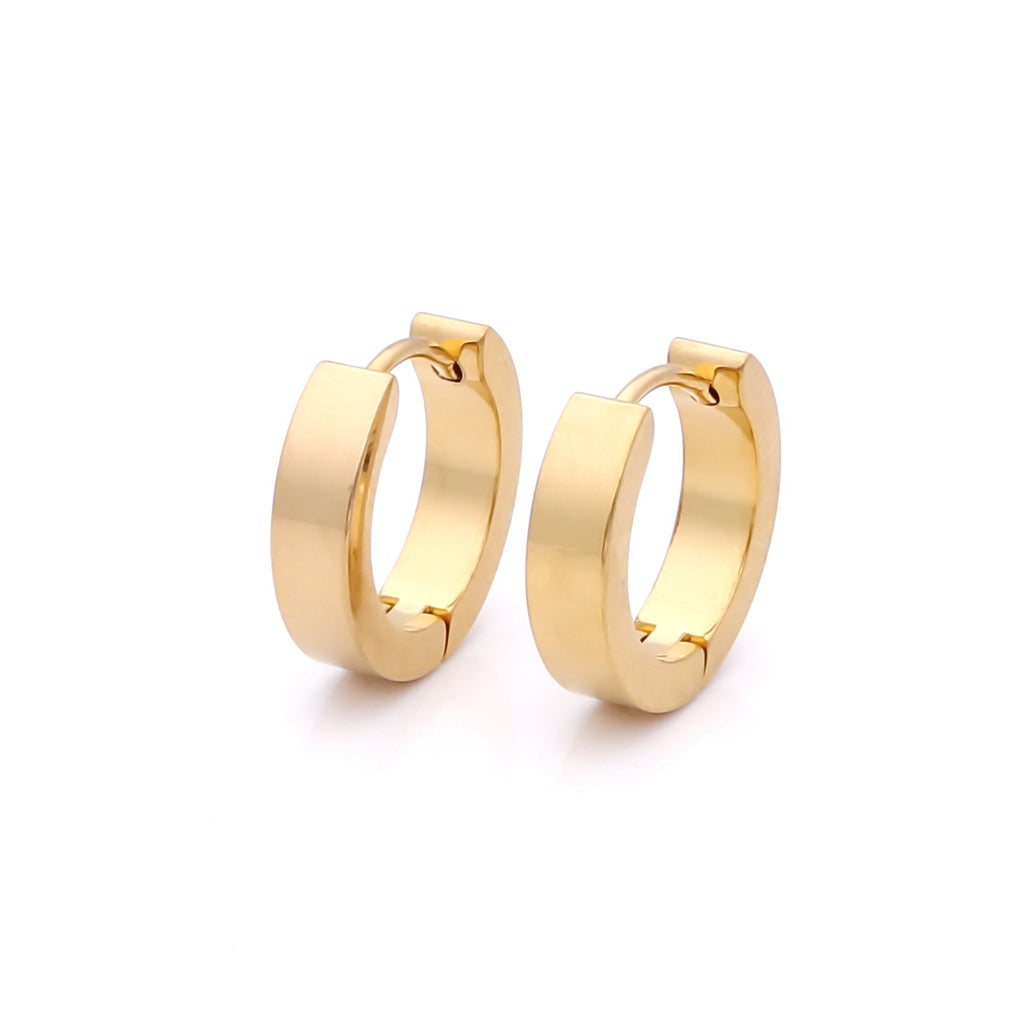 18K Gold IP Stainless Steel Huggie Hoop Earrings - Large-Hoop Earrings-1-Glitters