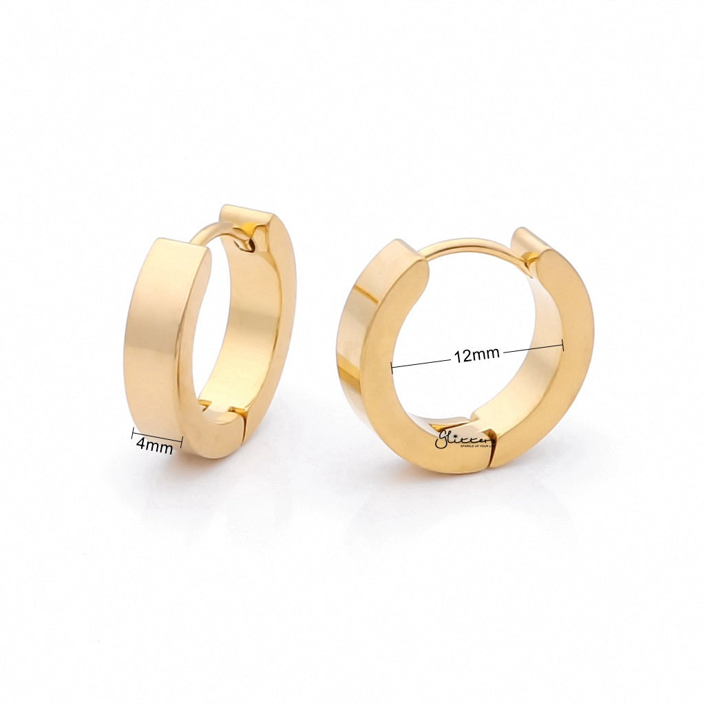 18K Gold IP Stainless Steel Huggie Hoop Earrings - Large-Hoop Earrings-2-Glitters