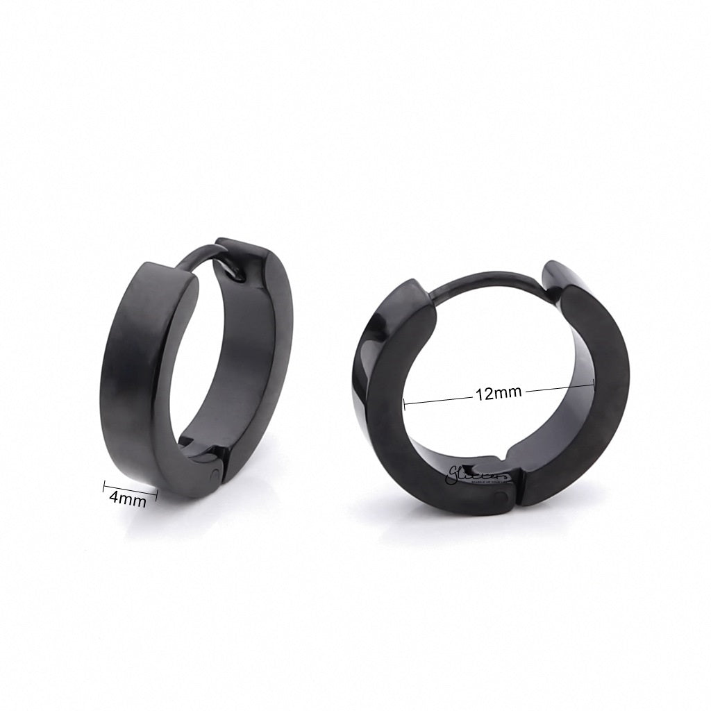 Black Titanium IP Stainless Steel Huggie Hoop Earrings - Large-Hoop Earrings-2-Glitters