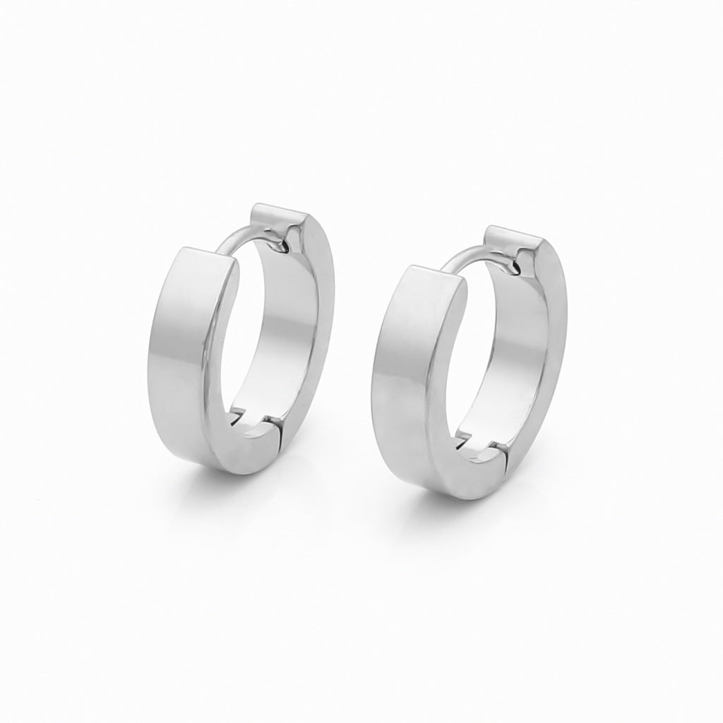 Men's Stainless Steel Huggie Hoop Earrings - Large-Hoop Earrings-1-Glitters