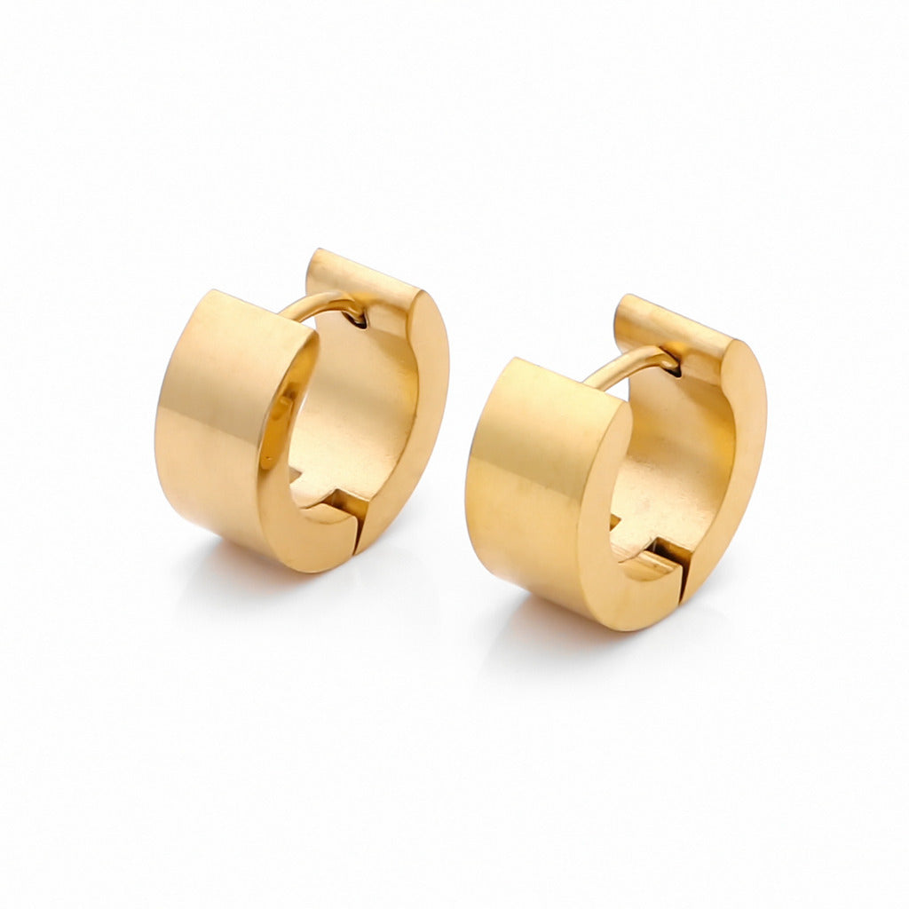 18K Gold IP Stainless Steel Huggie Hoop Earrings - 6X9-Hoop Earrings-1-Glitters