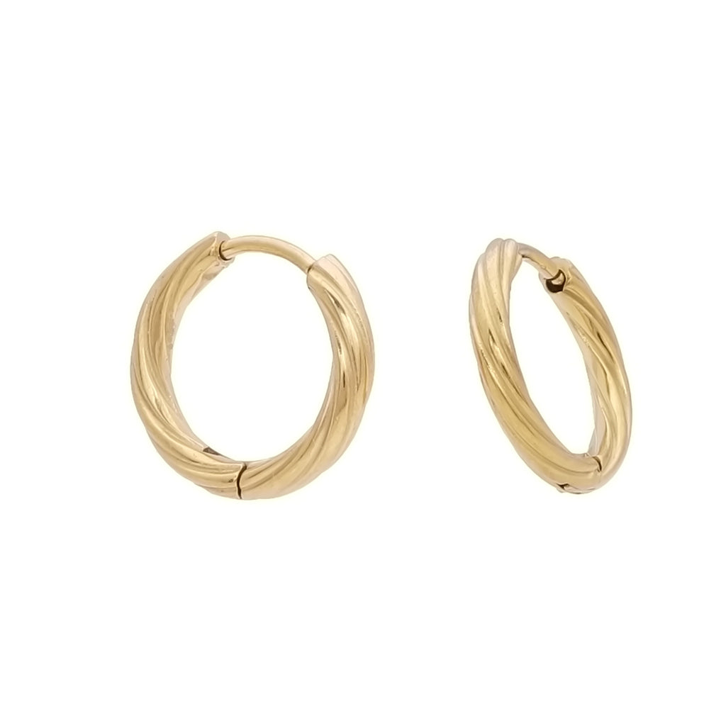 Stainless Steel Twisted Hoop Earrings - Gold-Earrings-1-Glitters
