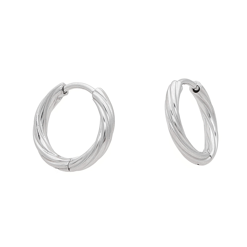 Stainless Steel Twisted Hoop Earrings - Silver-Earrings-1-Glitters