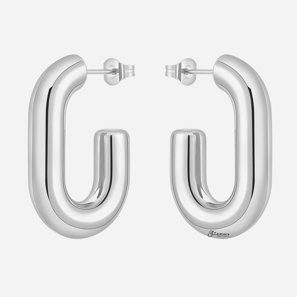 Stainless Steel G Shape Earrings - Silver-Earrings-1-Glitters