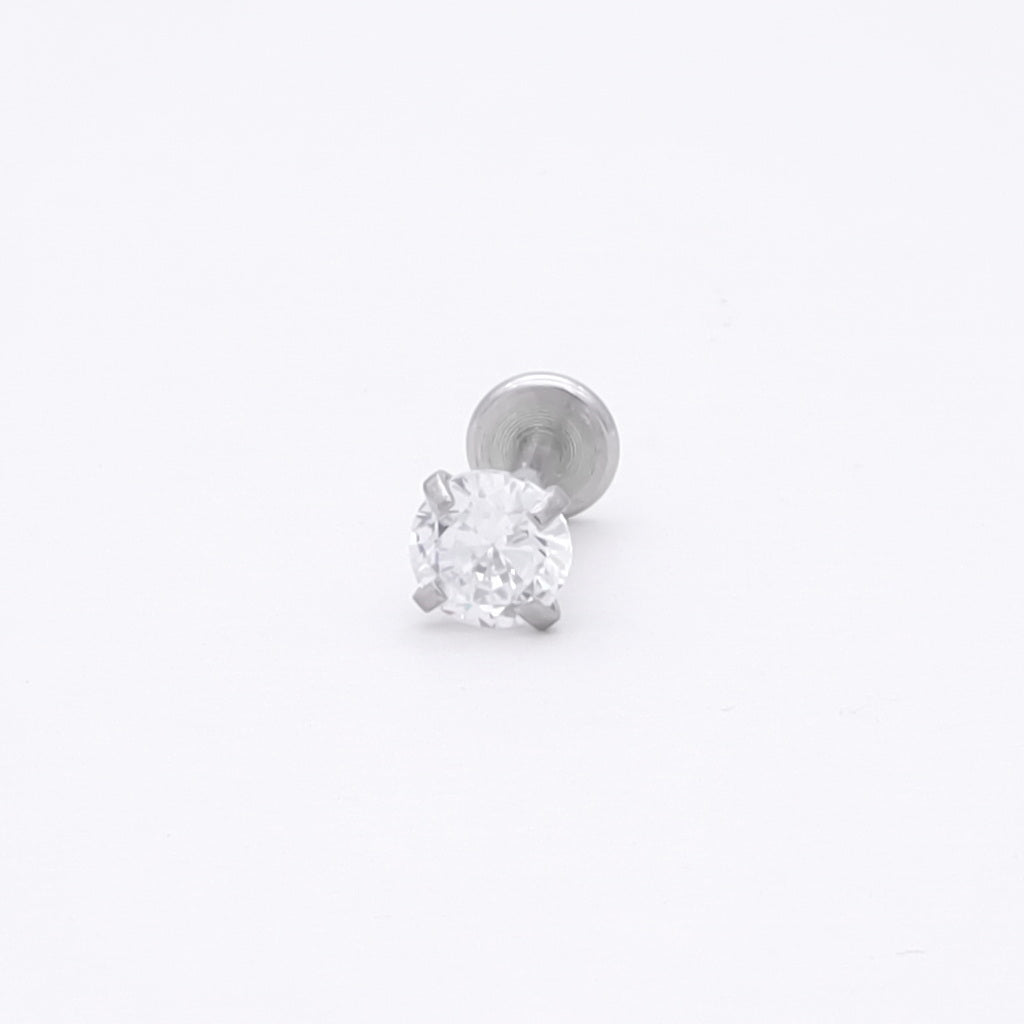 Round C.Z Top Threadless Push In Flat Back Studs-Nose Studs-1-Glitters
