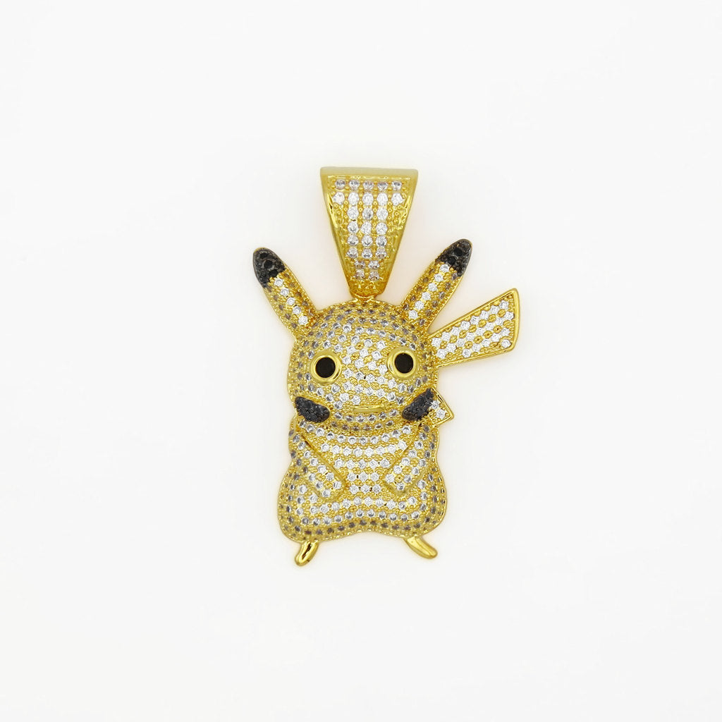 Iced Out Pikachu Pendant - Gold-Ice Out Pendants-1-Glitters