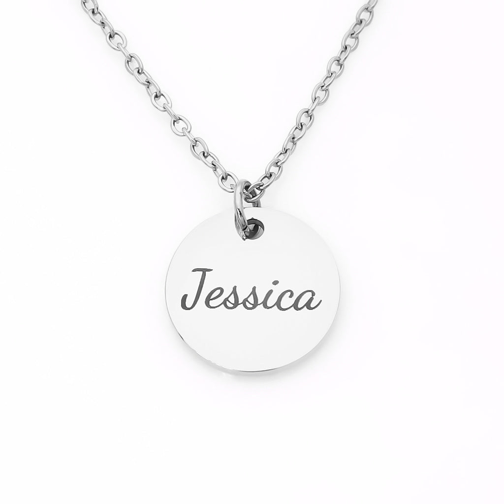 Personalised Round Disc Necklace - Name-Personalised Jewellery-1-Glitters