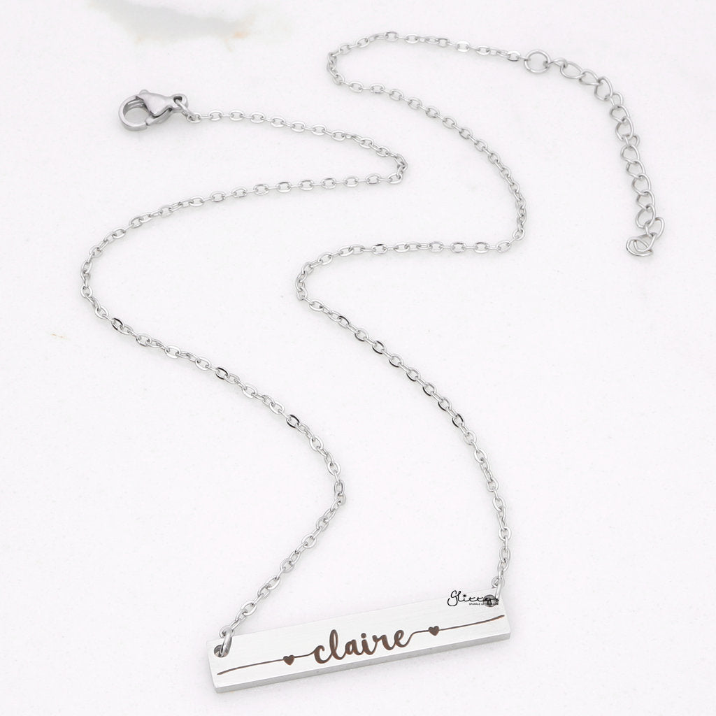 Personalised Horizontal Bar Necklace - Font 7-Personalised Necklaces-4-Glitters