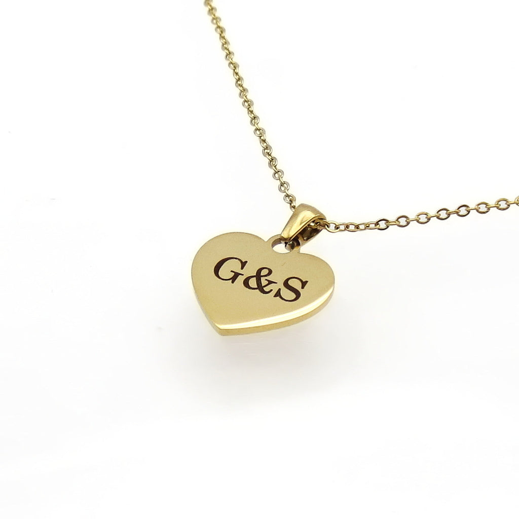Engravable Stainless Steel Plain Heart Pendant Necklace-Personalised Jewellery-3-Glitters