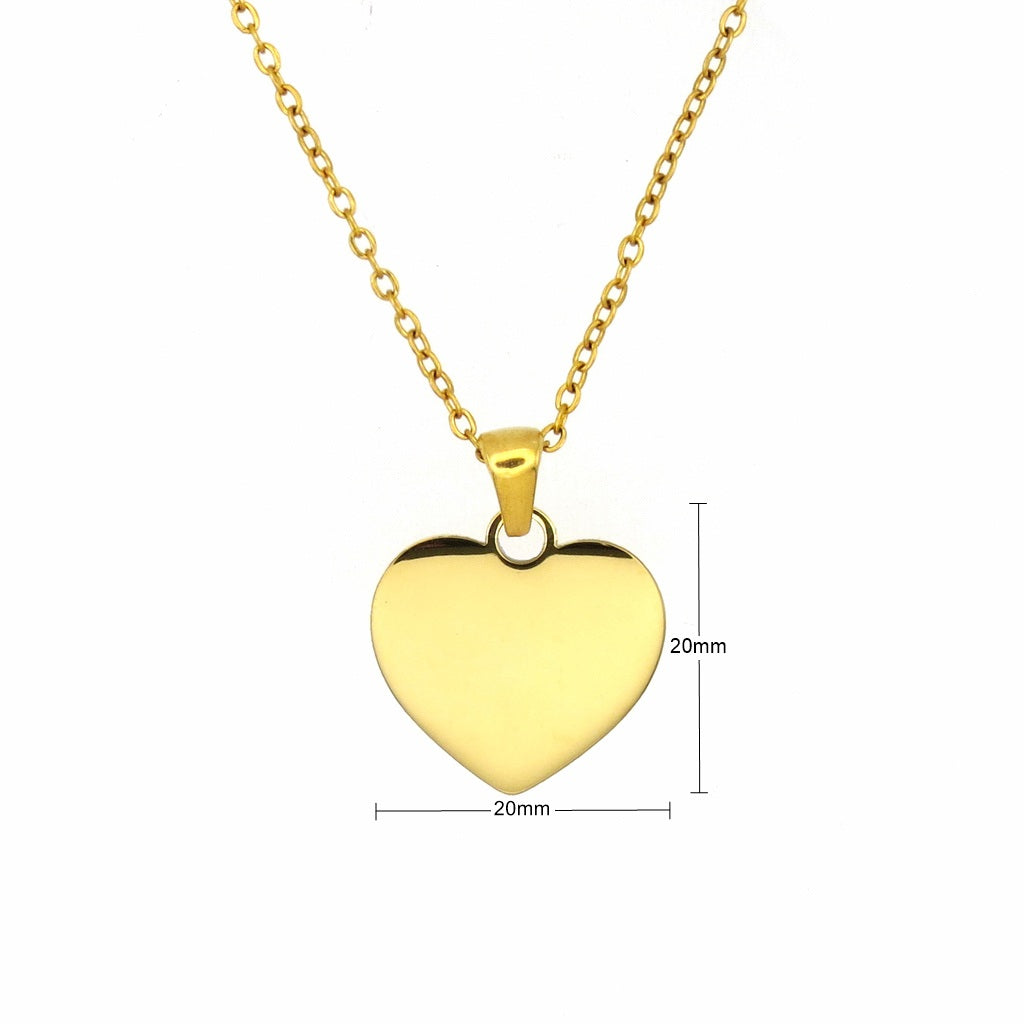 Engravable Stainless Steel Plain Heart Pendant Necklace-Personalised Jewellery-2-Glitters