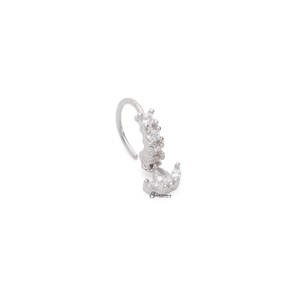 CZ Hoop Nose Ring with Dangle Marquise CZ-Nose Studs-3-Glitters