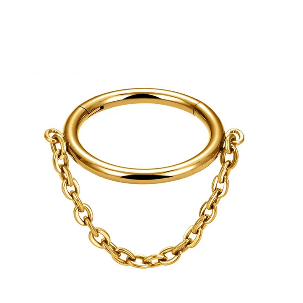 Titanium Hinged Segment Hoop with Chain Link - Gold-Septum Rings-1-Glitters