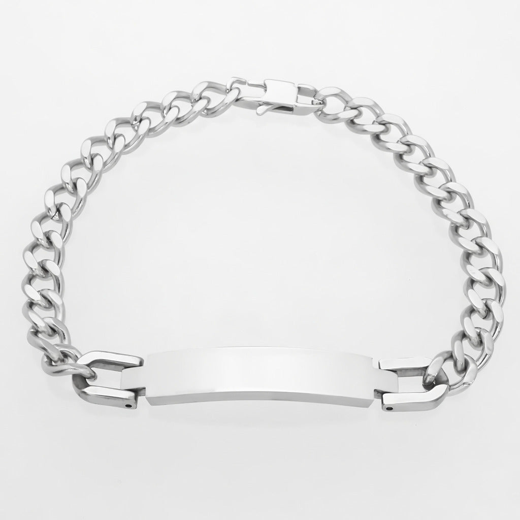 Personalised Stainless Steel 7.5mm Width ID Bracelet-Stainless Steel Bracelets-1-Glitters