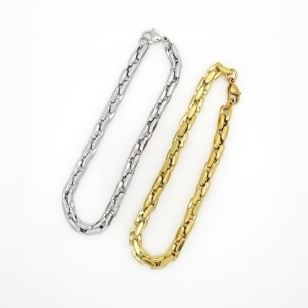 Stainless Steel Box Link Chain Bracelet - Silver