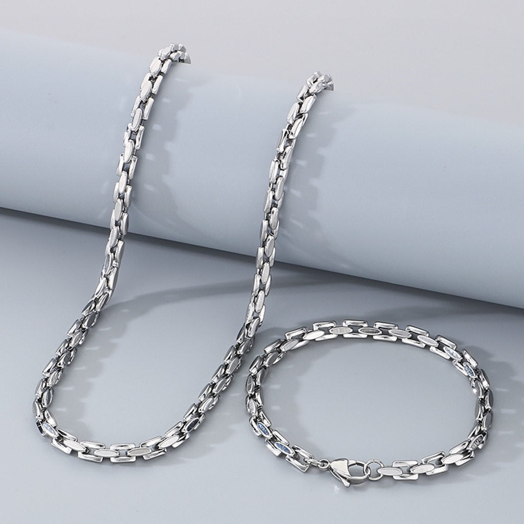 Stainless Steel Box Link Chain Bracelet - Silver
