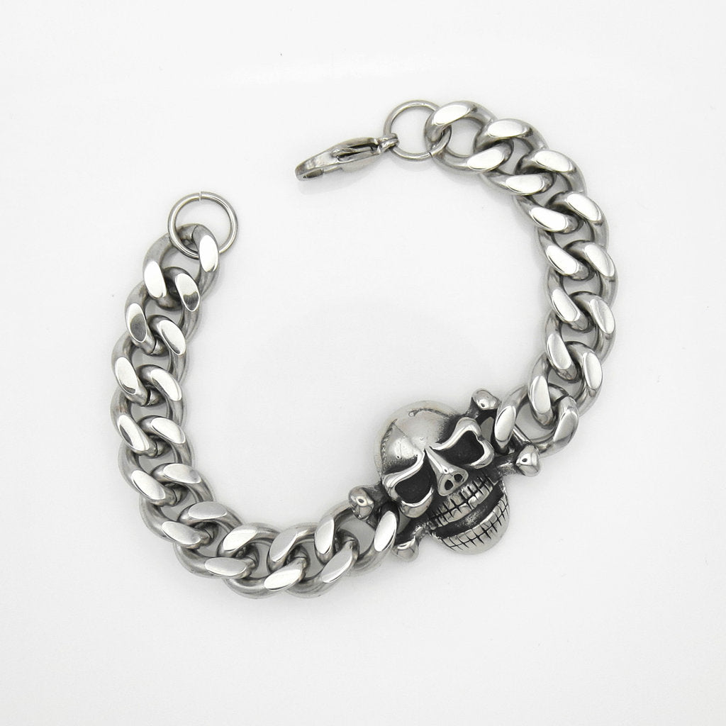 Stainless Steel Gothic Skull Link Bracelet-Stainless Steel Bracelets-2-Glitters