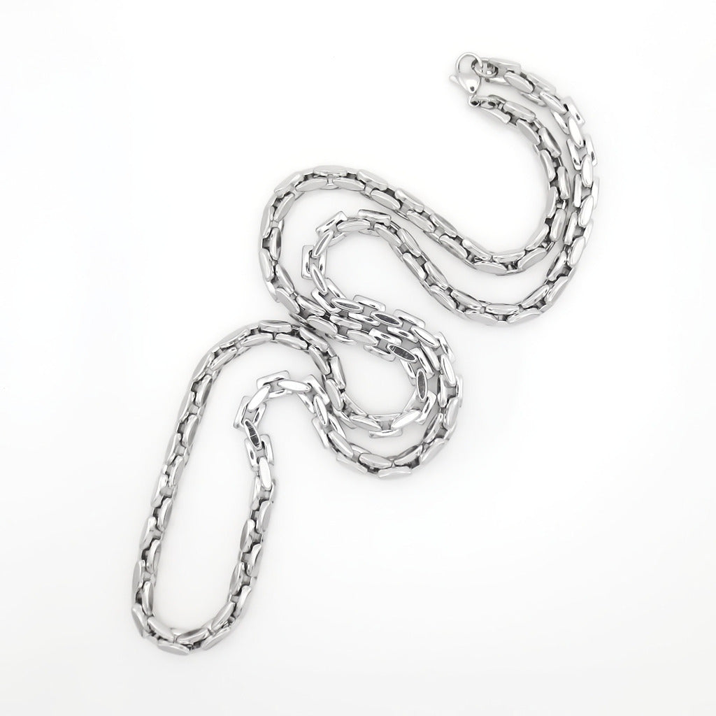 Stainless Steel Box Link Chain Necklace - Silver