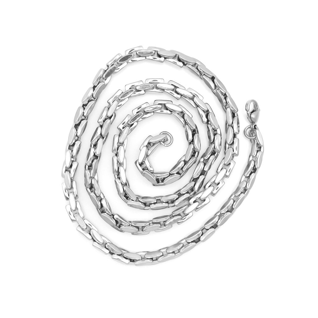 Stainless Steel Box Link Chain Necklace - Silver