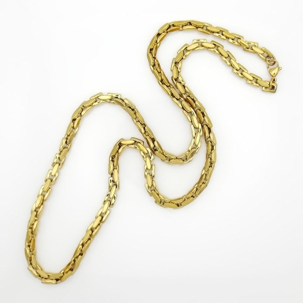 Stainless Steel Box Link Chain Necklace - Gold