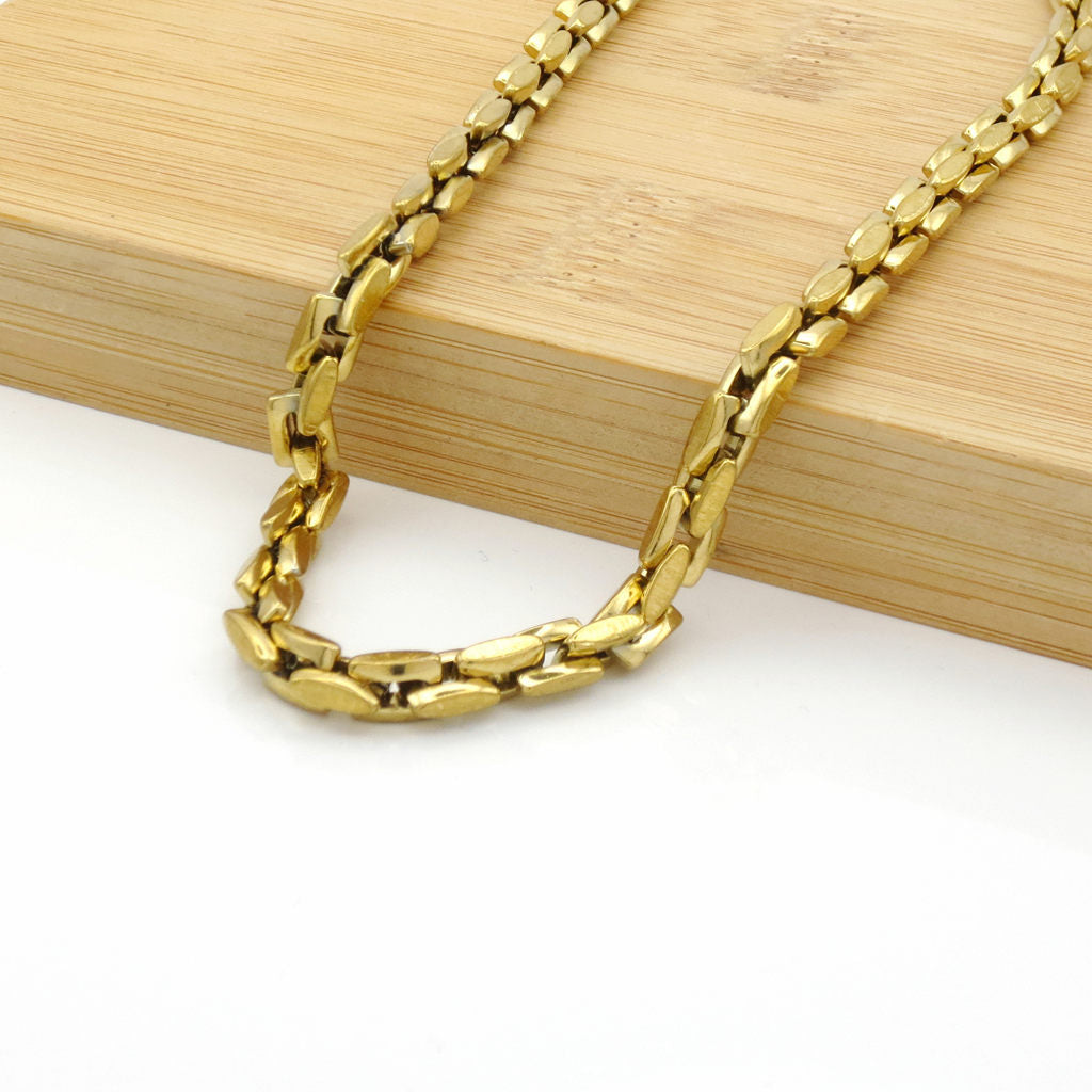 Stainless Steel Box Link Chain Necklace - Gold