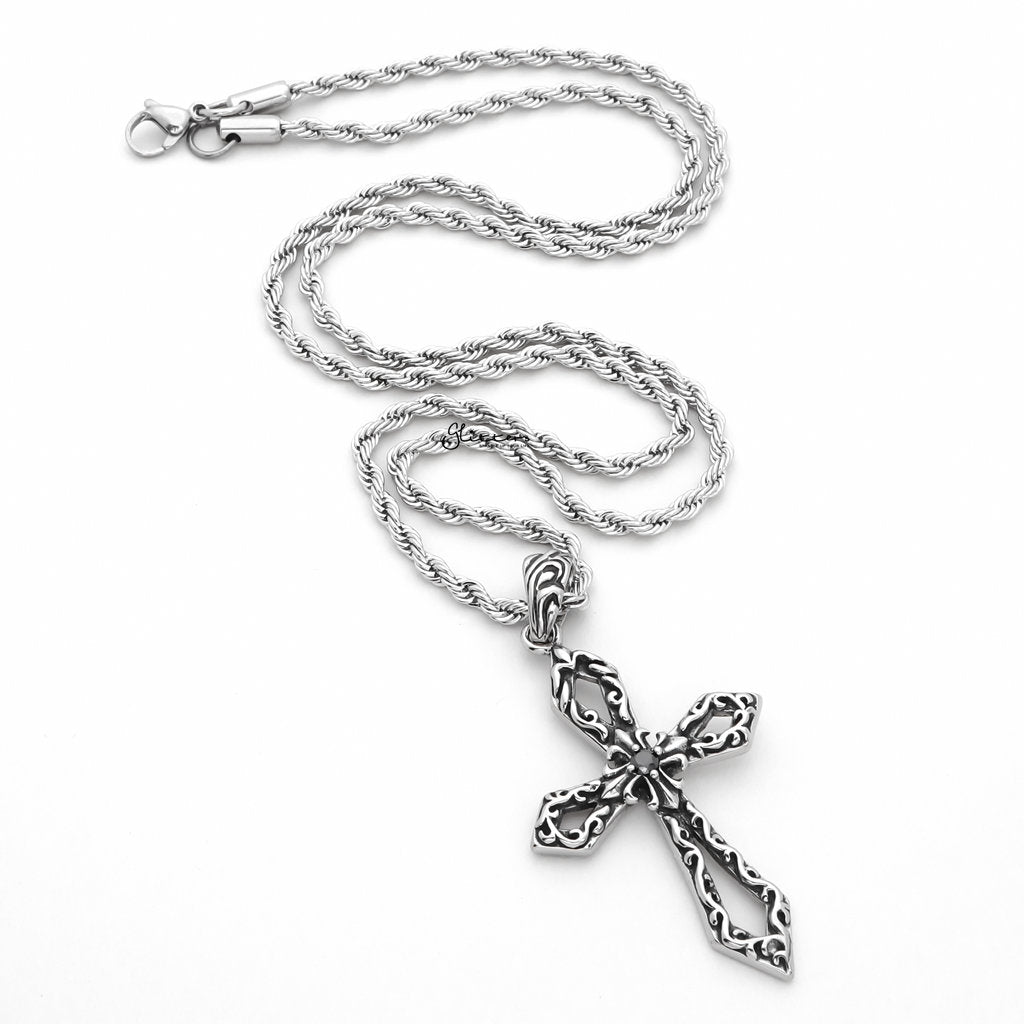 Stainless Steel Cross with CZ Pendant-Pendants-2-Glitters