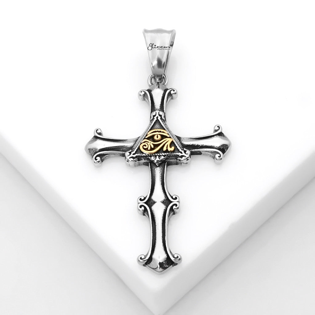 Stainless Steel Eye of Horus Cross Pendant-Pendants-3-Glitters