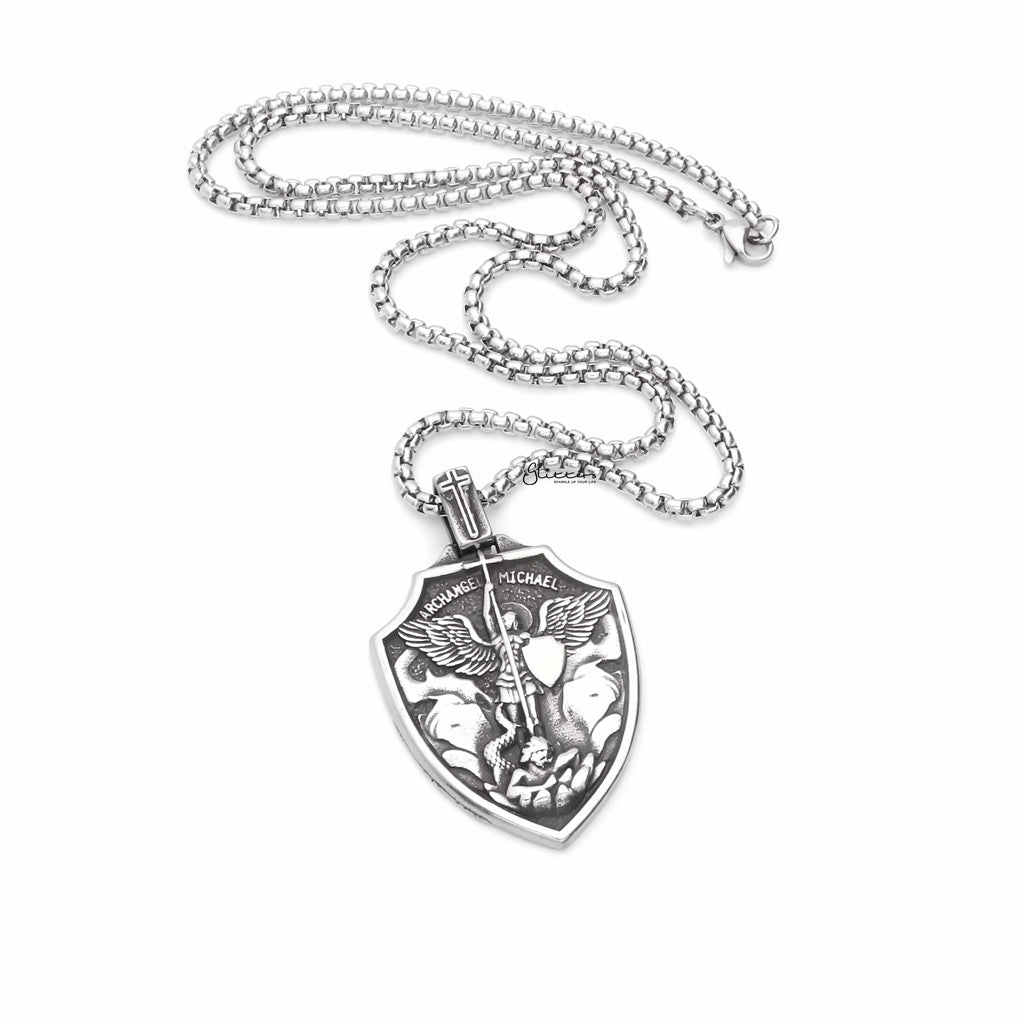 Stainless Steel St. Michael The Archangel Pendant-Pendants-2-Glitters