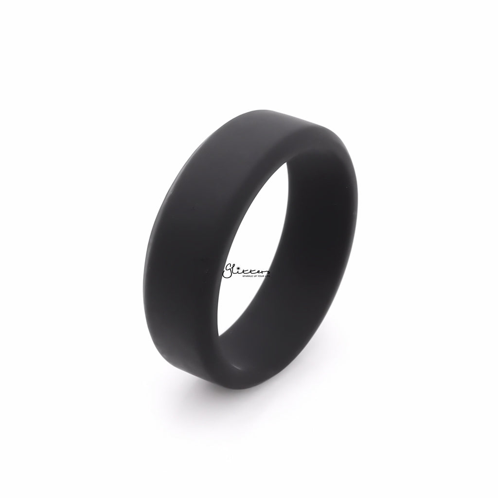 Silicone Beveled Edge Ring - Black-Rings-2-Glitters