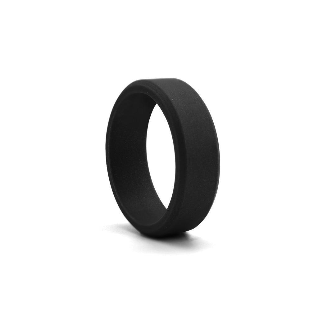 Silicone Beveled Edge Ring - Black-Rings-1-Glitters