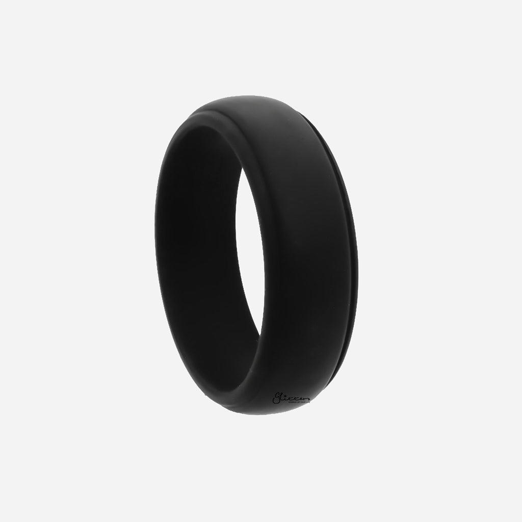 Silicone Step Edge Ring - Black-Rings-2-Glitters