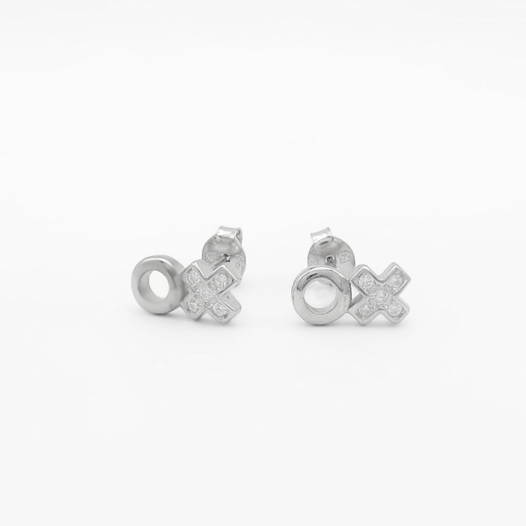 Sterling Silver XOXO CZ Stud Earrings