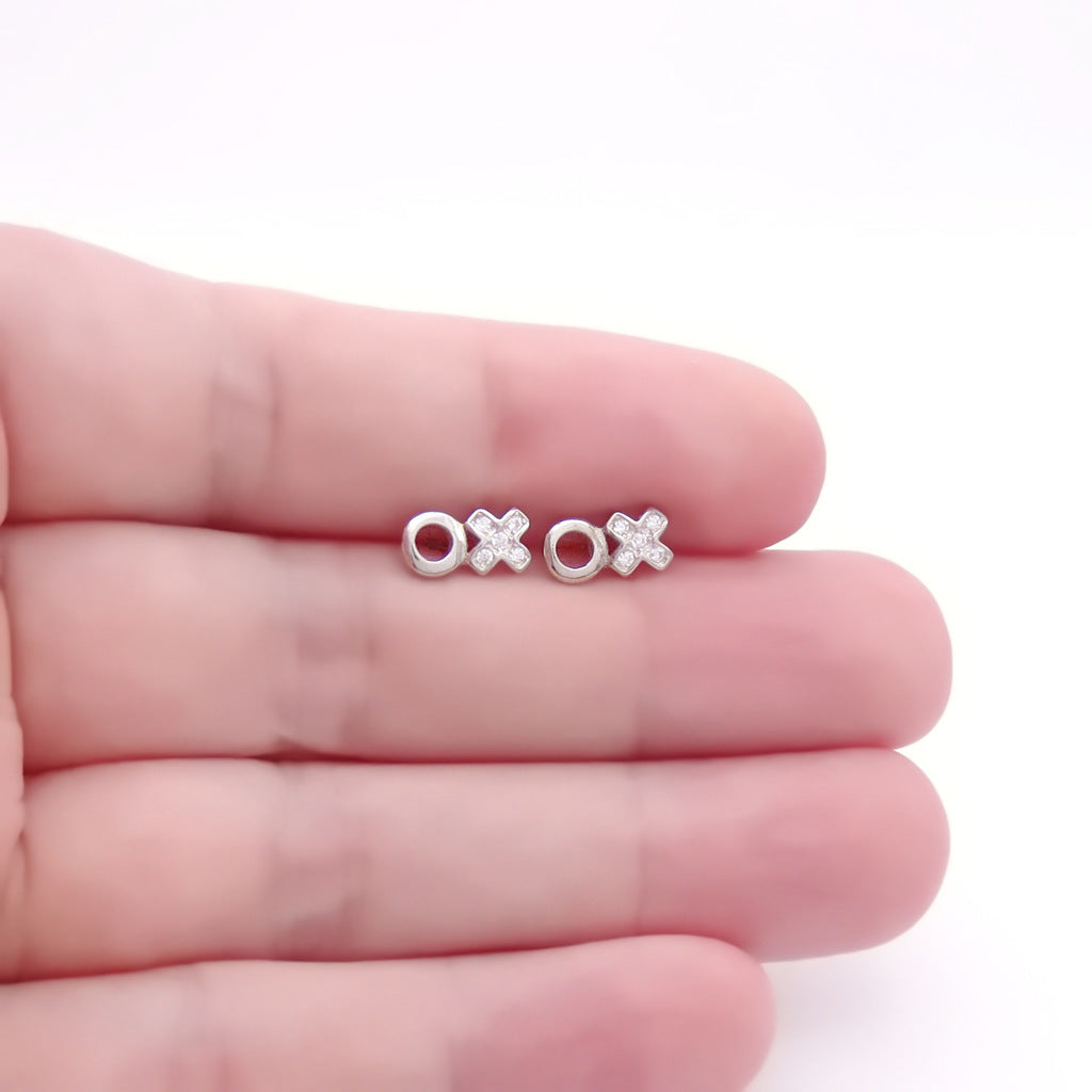 Sterling Silver XOXO CZ Stud Earrings