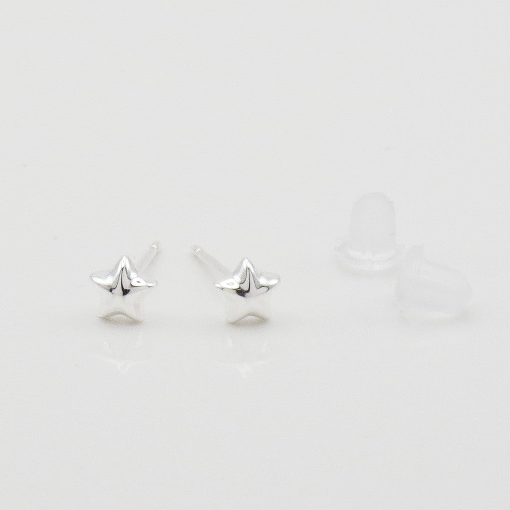 Sterling Silver Mini Star Stud Earrings - Silver-Stud Earrings-1-Glitters