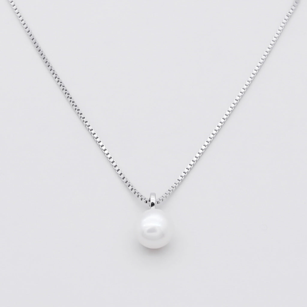 Sterling Silver Pearl Necklace - Silver-Sterling Silver Necklaces-1-Glitters