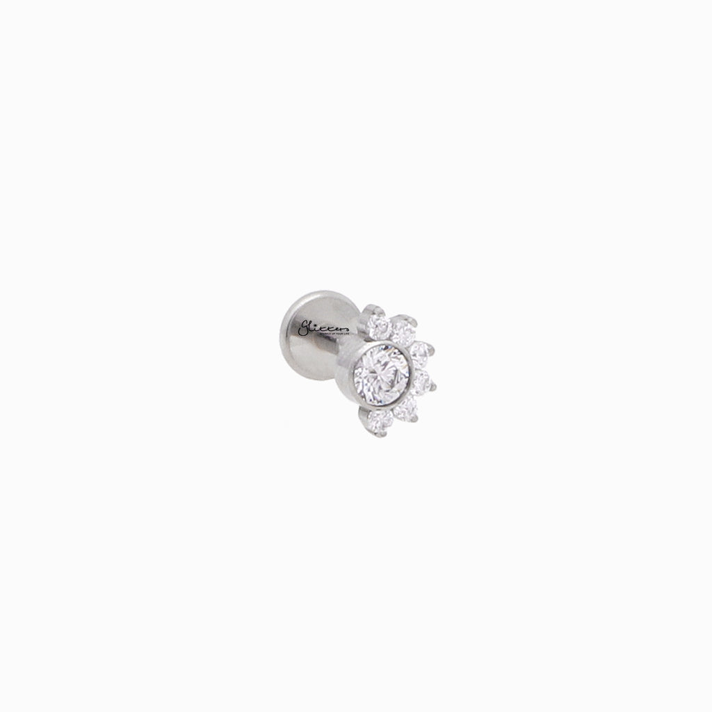 7 CZ Cluster Top Titanium Flat Back Stud-Tragus | Cartilage | Daith | Conch-5-Glitters