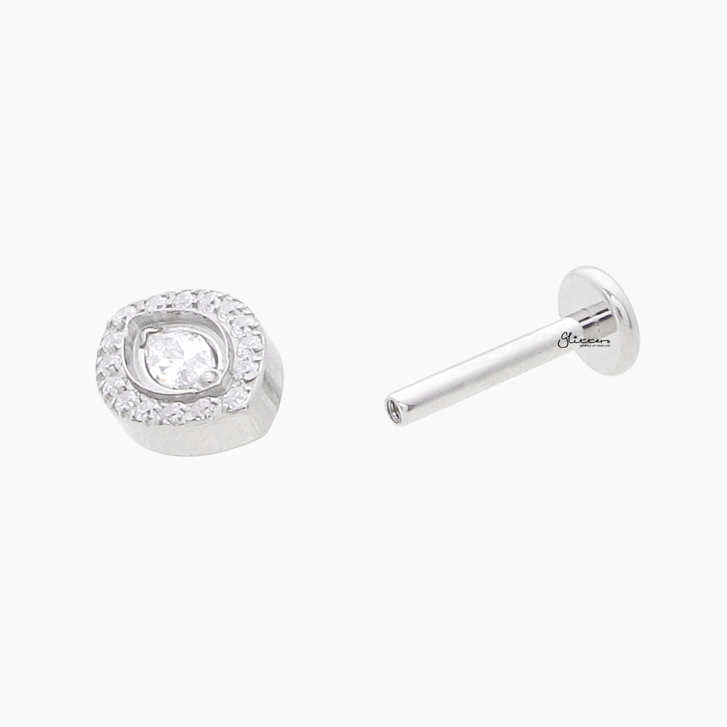 CZ Eye Top Internally Threaded Titanium Flat Back Stud-Tragus | Cartilage | Daith | Conch-4-Glitters