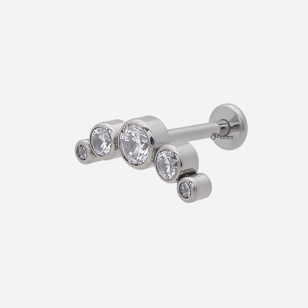 5 CZ Curved Top Internally Threaded Titanium Flat Back Stud-Tragus | Cartilage | Daith | Conch-2-Glitters