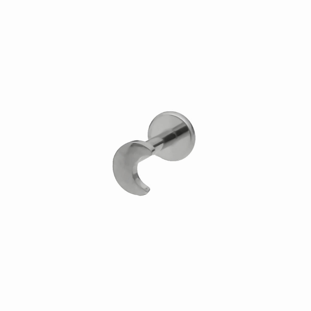 Crescent Moon Top Titanium Flat Back Stud Earrings-Tragus | Cartilage | Daith | Conch-1-Glitters