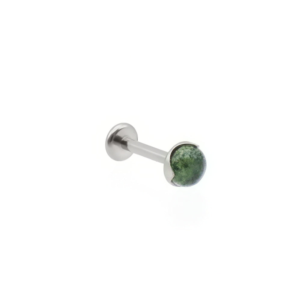Natural Moss Agate Top Titanium Flat Back Stud Earring-Tragus | Cartilage | Daith | Conch-1-Glitters