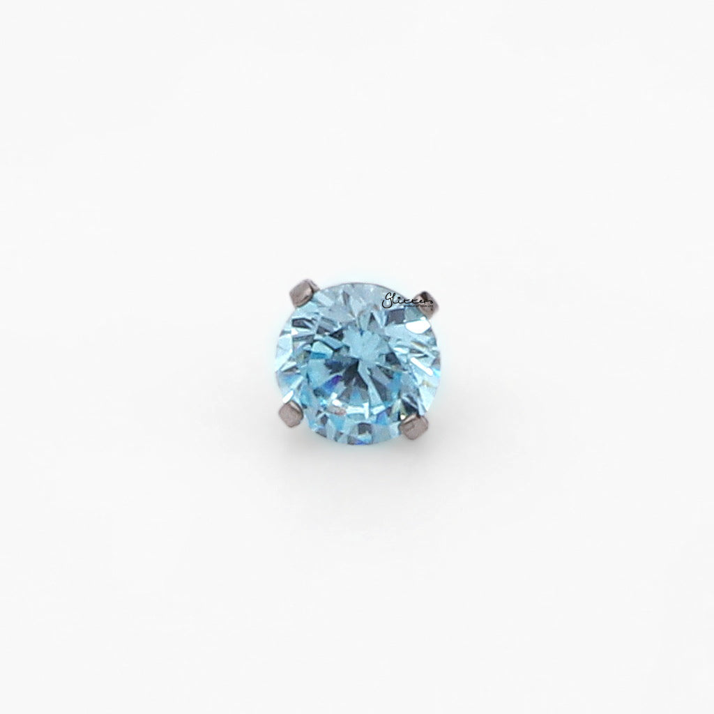 Titanium Internally Threaded Replacement CZ Top -Aqua-Parts-1-Glitters