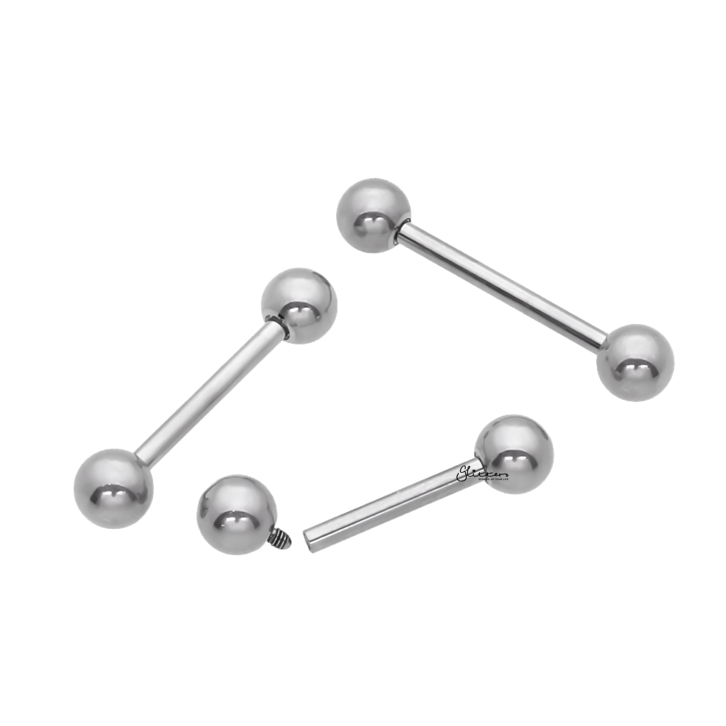 Internally Threaded Titanium Barbells - Tongue | Nipple-Nipple Barbells-2-Glitters