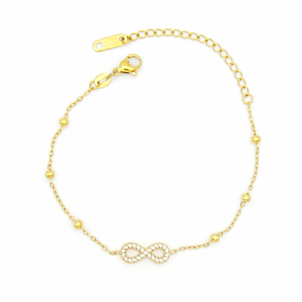 Stainless Steel CZ Infinity Chain Bracelet-Stainless Steel Bracelets-4-Glitters