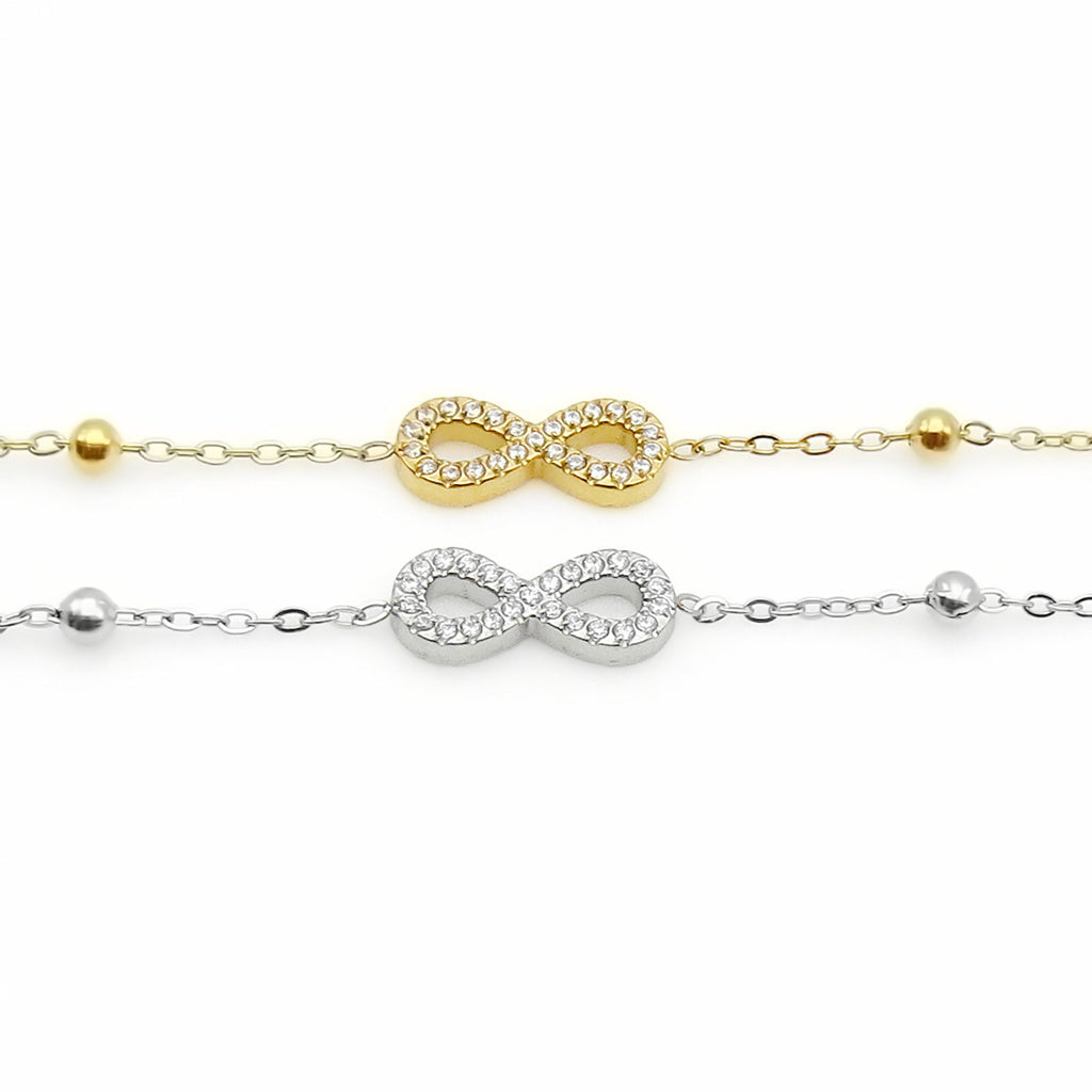 Stainless Steel CZ Infinity Chain Bracelet-Stainless Steel Bracelets-1-Glitters